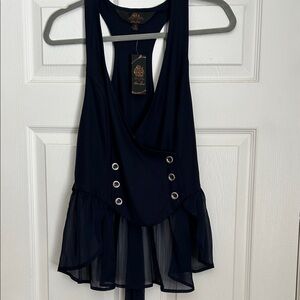 Disney Navy blue Sleeveless Blouse with Ruffle Detail